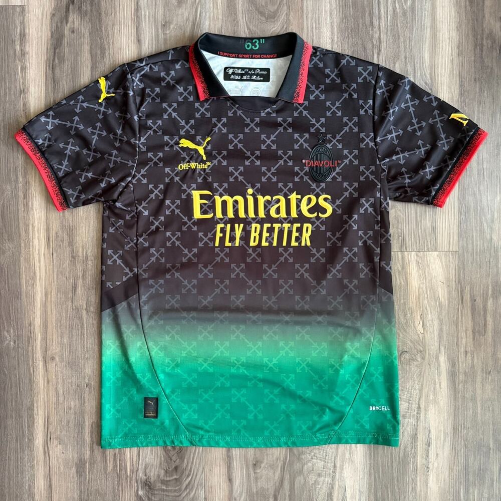 Off-White Puma Men's AC Milan Jersey Men's Size L Millie 25 Black Green
